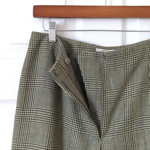 Talbots 90's Vintage 100% Wool Plaid High Rise Straight Leg Trousers Sage 10P - Picture 7 of 16